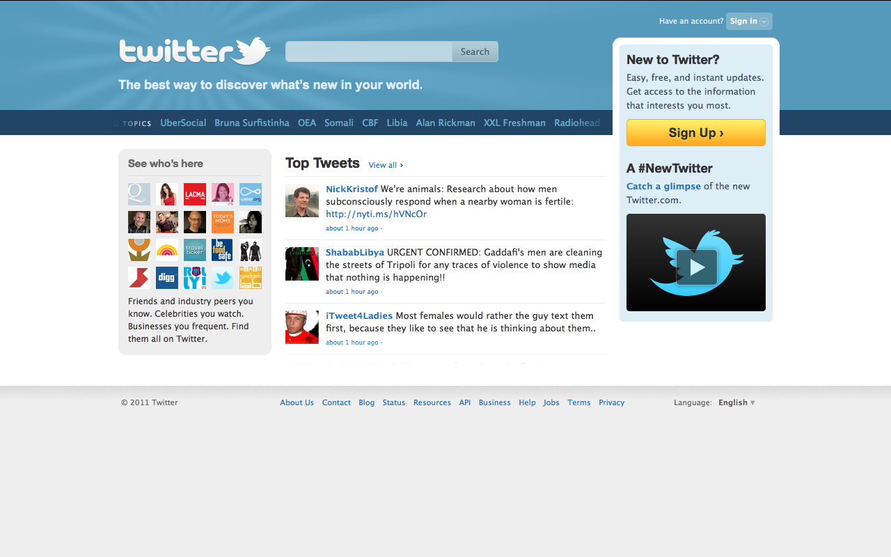 Screenshot from twitter homepage showing a conical gradient on the header